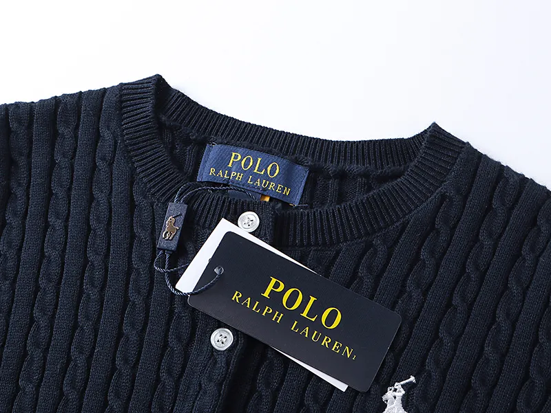 Style number: 2501 P200 Polo Ralph Lauren sweater Pony embroidered cable style single-breasted long-sleeved knit Color: White Pink Black Navy Gray Size: S (90-100) m (110-120) L (130-140) xL (150-160)